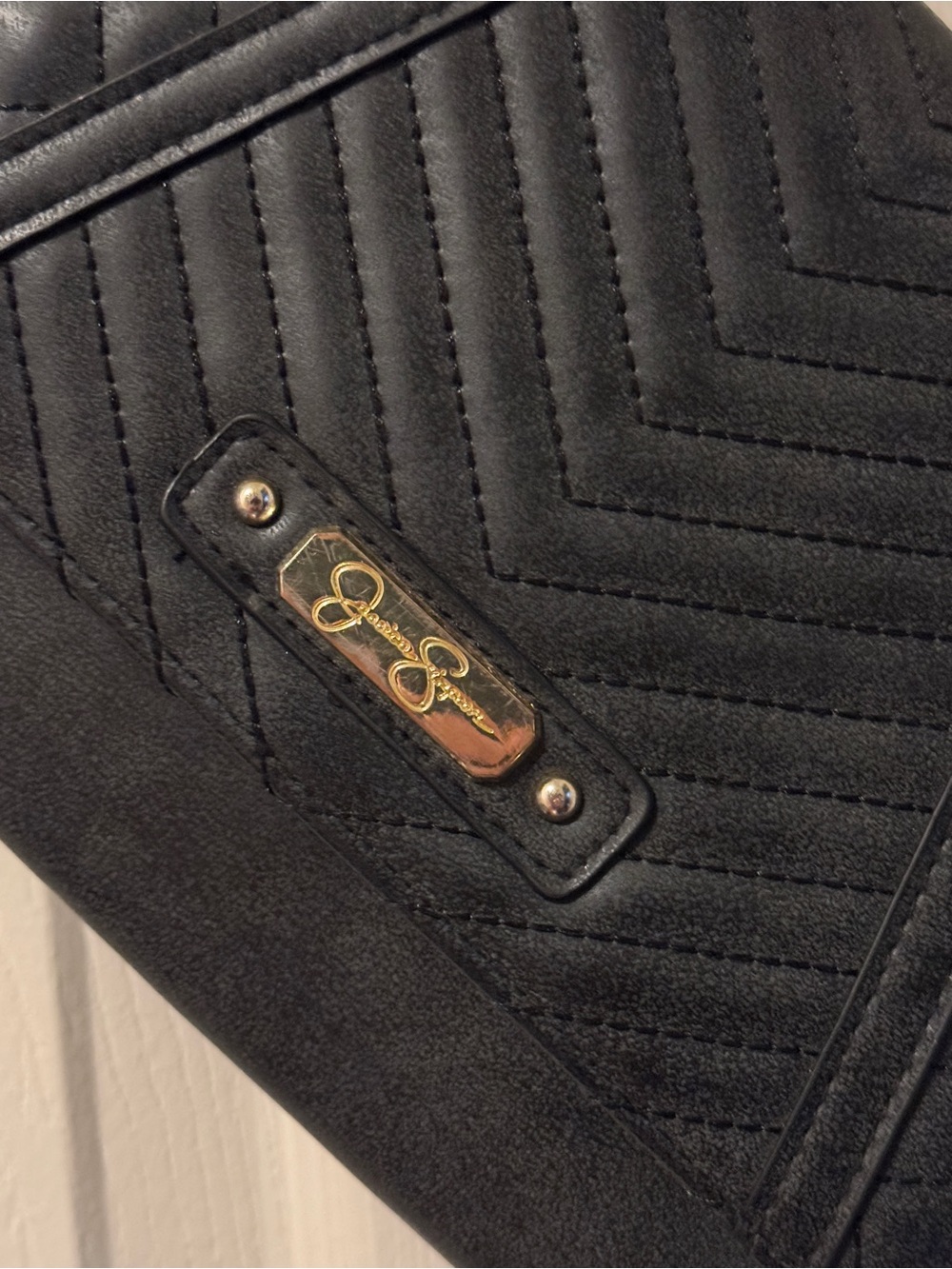 Quilted Black Crossbody Shoulder Bag with Chain Strap by Jessica Simpson - Picture 3 of 6